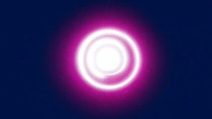 Poster - Animation showcases a pink energy sphere forming from a tiny dot, expanding and morphing on a vibrant blue background. The visual captivates with dynamic shapes and glowing light effects