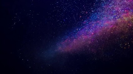 Poster - Colorful particles dance gracefully in the air against a black background, creating a mesmerizing display of abstract shapes and vibrant hues that evoke a sense of magic and wonder