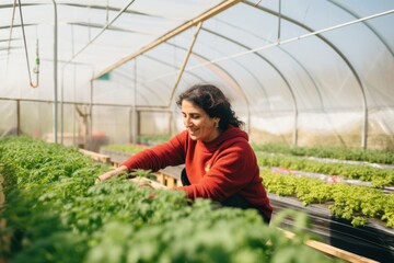 Wall Mural - Sustainable farming greenhouse gardening outdoors.