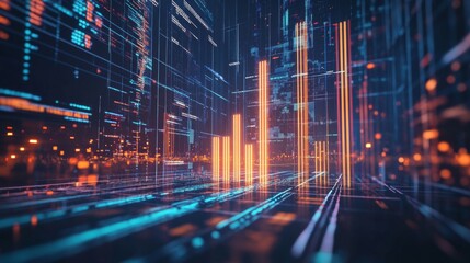 Poster - Digital Data Visualization with Bright Bar Graphs