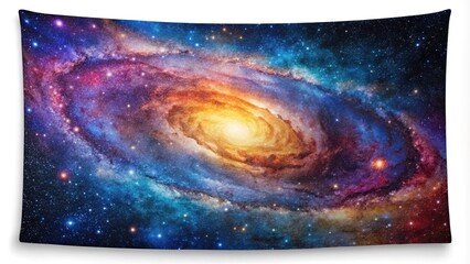 minimalist colorful tapestry of the astronomy galaxy