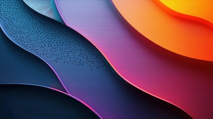 Aufkleber - Abstract artwork displays a vibrant composition of wavy shapes in various colors, highlighting smooth gradients and textured patterns for visual interest