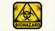 © Christian - A bold yellow biohazard sign with a distressed texture and black symbol.