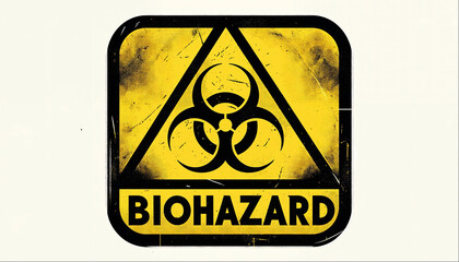 a bold yellow biohazard sign with a distressed texture and black symbol.