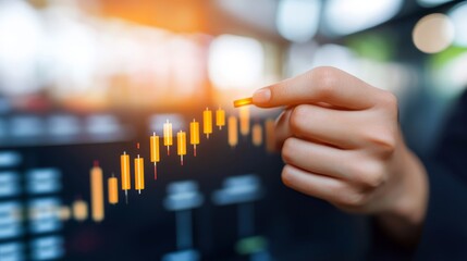 Poster - Hand Interacting with Ascending Stock Market Graph on Screen