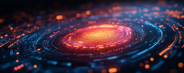 Poster - Abstract Digital Interface with Glowing Orange and Blue Elements