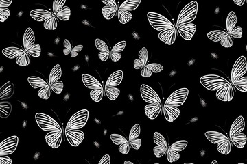 Poster - Butterflys backgrounds pattern black.