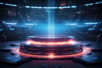 Poster - Futuristic Platform with Neon Lights