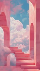 Poster - Architecture staircase painting sky.