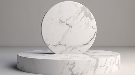 Poster - 3d pedestal for a product display. Podium scene shot with geometric platform