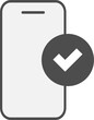 © Gabriel Vidal - Minimalist icon of a smartphone with confirmation symbol.
