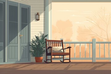 Wall Mural - Front porch architecture furniture building.