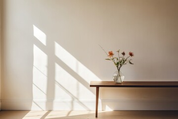 Canvas Print - Empty room flower plant light.