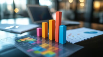 Leinwandbilder - Colorful Chart Analysis on Modern Office Desk