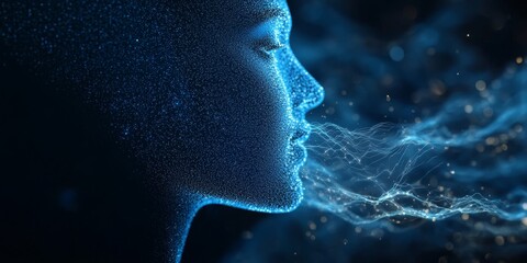 Poster - Imagine a captivating digital display that merges advanced voice technology with stunning AI aesthetics, all in a sleek design that captures attention and admiration wherever presented