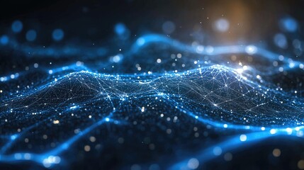 Fototapete - Abstract network of connections forming a digital landscape