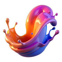 Poster - 3D splash of juice or holographic colored liquid. Abstract colorful wave flowing isolated