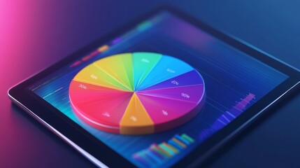 Poster - colorful pie chart on digital tablet screen