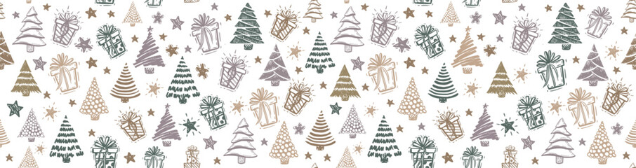 Wall Mural - christmas tree, pattern, hand drawn illustrations. vector.