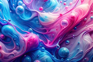 Abstract liquid background design with pink and blue fluid shapes reflecting