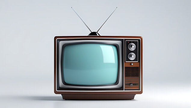nostalgic vintage tv depicted rendering set clean minimalist white backdrop