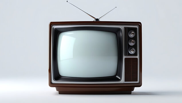 nostalgic vintage tv depicted rendering set clean minimalist white backdrop
