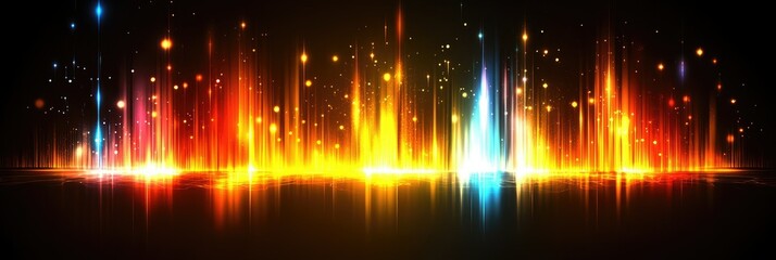 Wall Mural - Abstract colorful light trails background reflecting on the ground