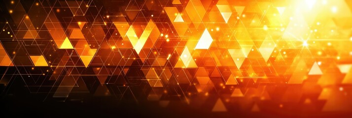 Wall Mural - Orange geometric background with abstract triangles