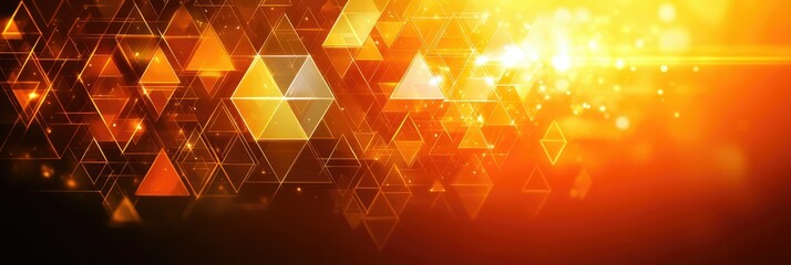 Wall Mural - Orange geometric background with abstract triangles