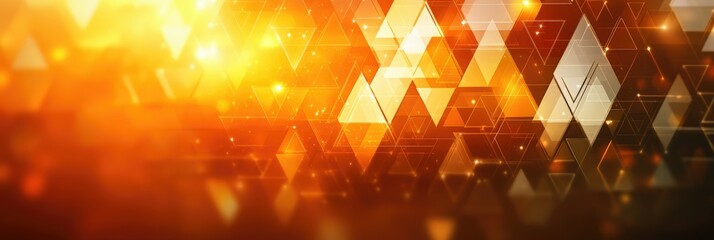 Wall Mural - Orange geometric background with abstract triangles