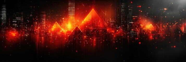 Wall Mural - Futuristic scape with illuminated triangles and data streams, showcasing advanced technology and interconnectedness
