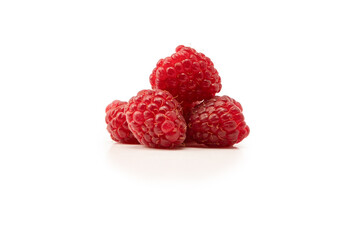 Tasty fresh raspberry isolated on a white background. Top view.