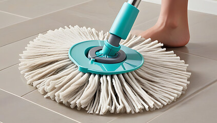 effortlessly clean floors versatile spin mop featuring sturdy handle round brush head