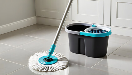 effortlessly clean floors versatile spin mop featuring sturdy handle round brush head