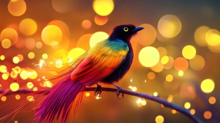 Poster - Colorful Bird Against a Magical Bokeh Background