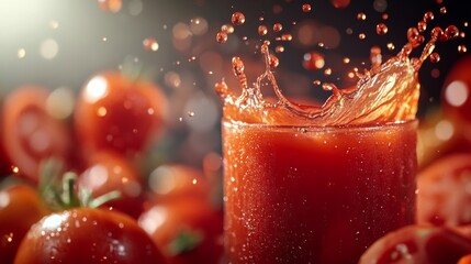 Poster - Fresh Tomato Juice Splash in Culinary Scene