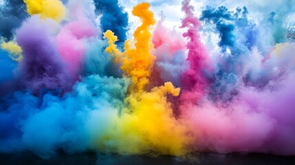 Poster - vibrant colorful smoke explosion in bright hues