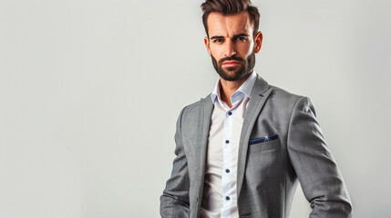 Canvas Print - Stylish Men's Portrait, Confident, Lively and Trendy in Modern Fashion and business attire isolated on white background