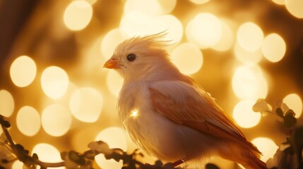 Poster - Beautiful Bird Amidst Glowing Lights Background