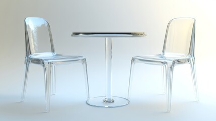 With two sleek chairs and a round table, it is a modern furniture set.