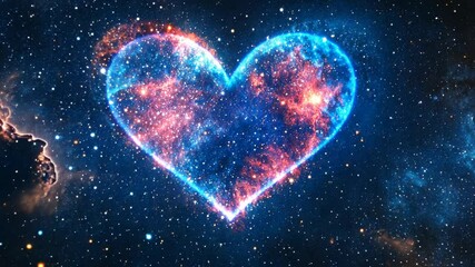 Wall Mural - a heart-shaped nebula shines brightly in the night sky, surrounded by millions of stars