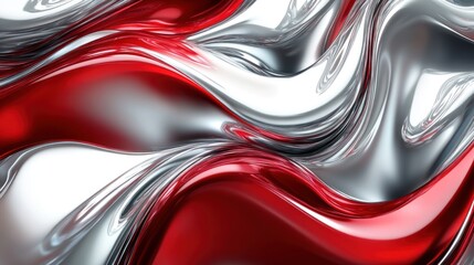 Poster - Abstract swirling pattern of red and silver, creating a dynamic and fluid visual effect.