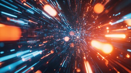 Poster - A dynamic burst of light and color, simulating speed and motion through space.