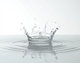 A smooth surface with water droplets splashing and creating ripples