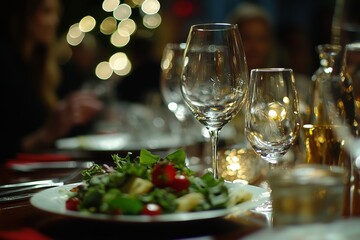 At the background, there is a silhouette of a business person catering a banquet