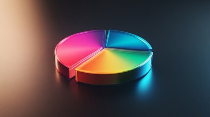 Fototapete - Vibrant Colorful Pie Chart on Dark Surface