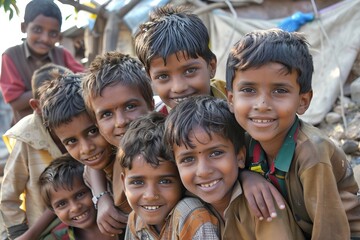 Portrait of a group of children in Kolkata.