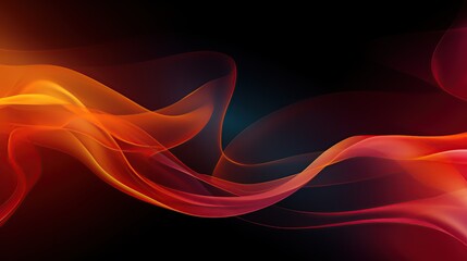 Abstract Background with Red and Orange Flowing Shapes on Black Background