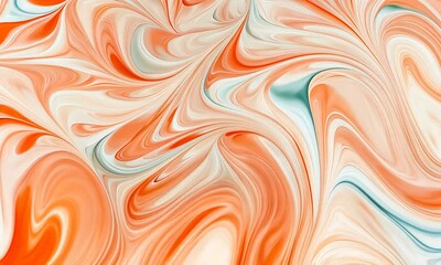 Poster - Watch as skilled artists blend colors to form beautiful swirling patterns, highlighting the techniques of marbling with vibrant orange and white hues