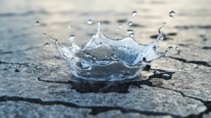Poster - A close-up of water splashing on cracked ground, showcasing the interaction of elements.